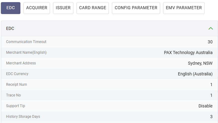 Operating Parameter Settings